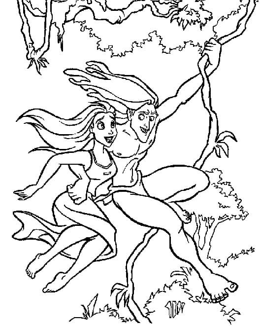 Disney Tarzan and Jane coloring page