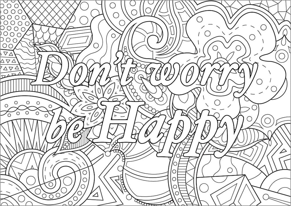 Don’t Worry be Happy Think Positive coloring page