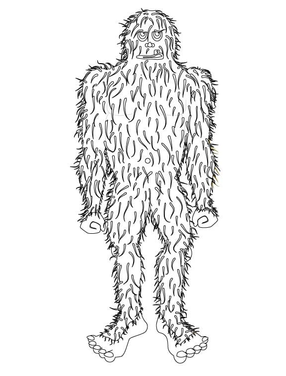 Drawing of Bigfoot coloring page