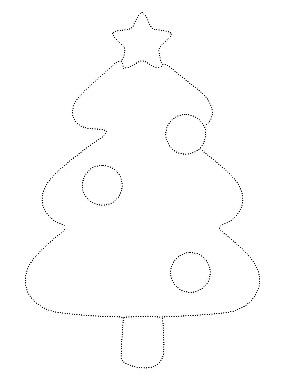 Easy Christmas Tree Tracing coloring page