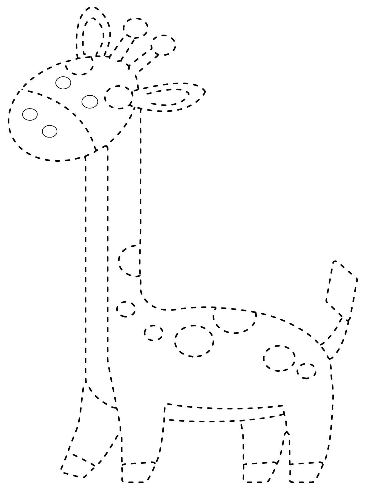 Easy Giraffe Tracing Worksheet