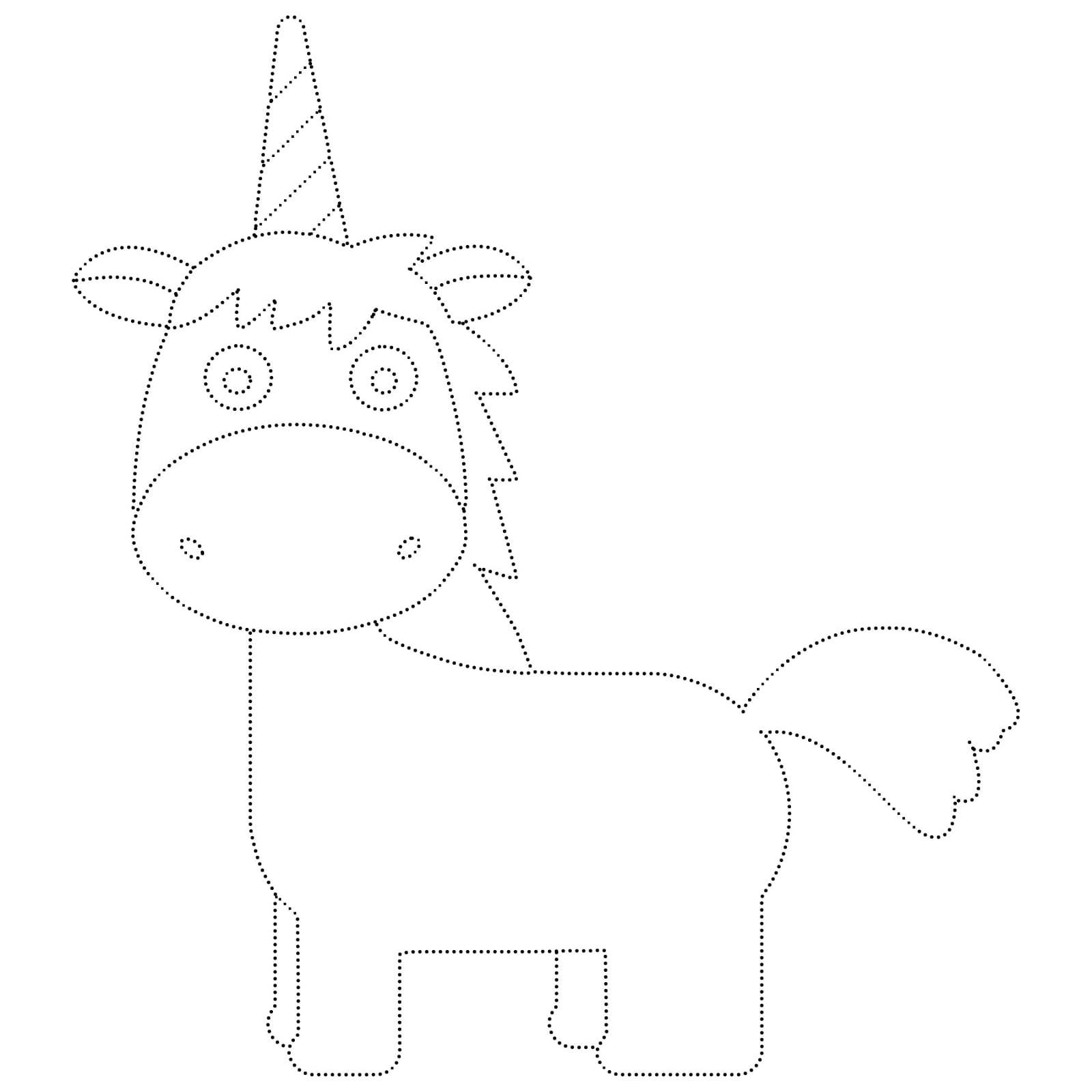 Easy Unicorn Tracing coloring page