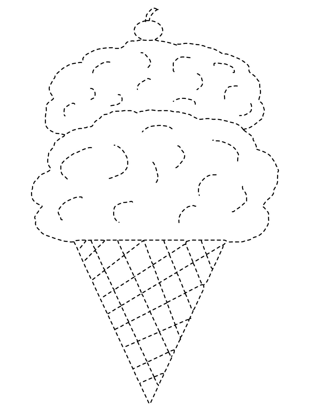 Free Ice Cream Tracing coloring page