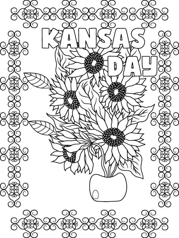 Free Printable Kansas Day coloring page