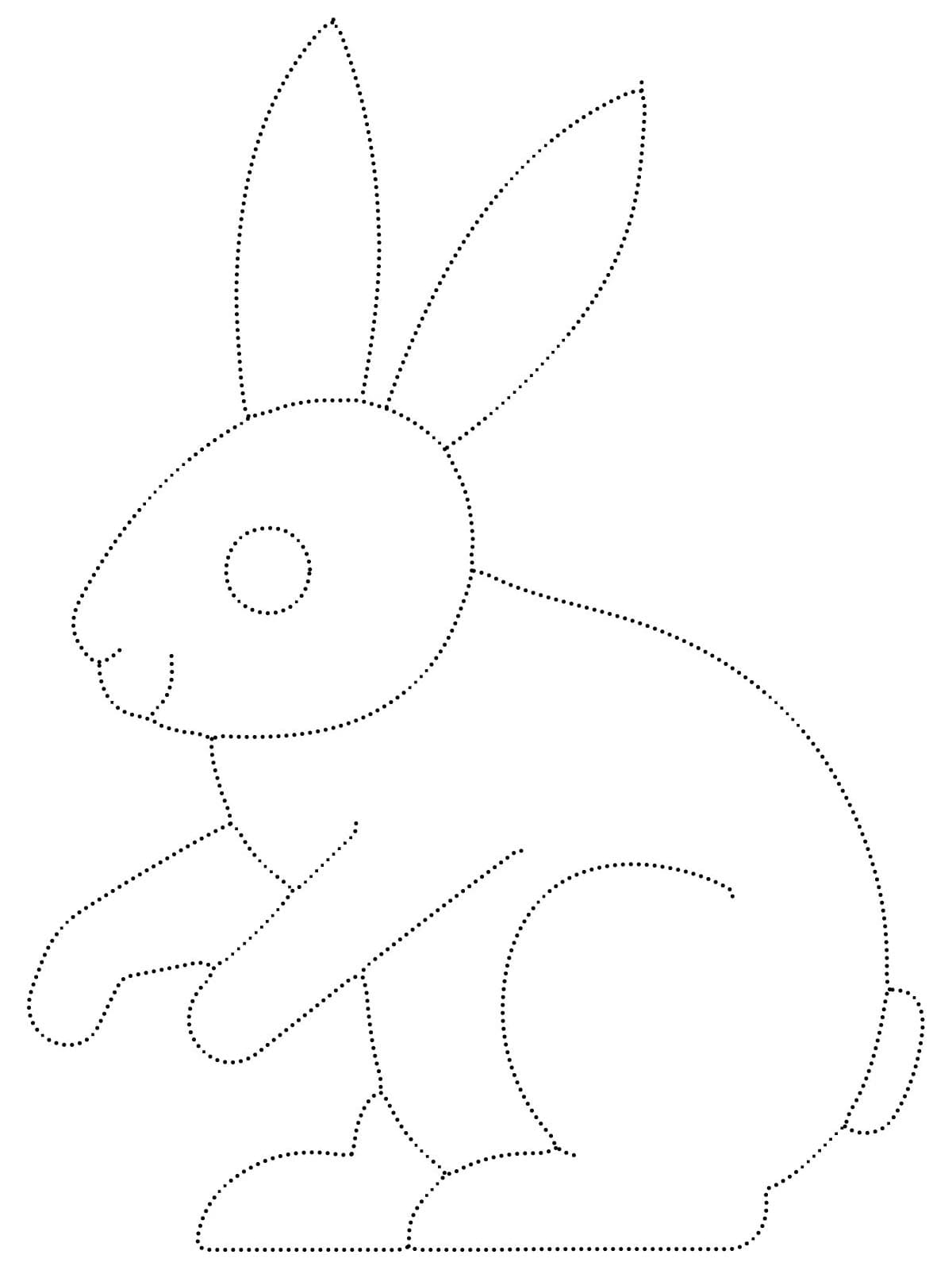 Free Printable Rabbit Tracing Worksheet coloring page