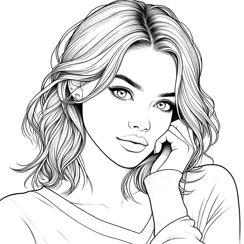 Free Realistic Girl coloring page - Download, Print or Color Online for ...