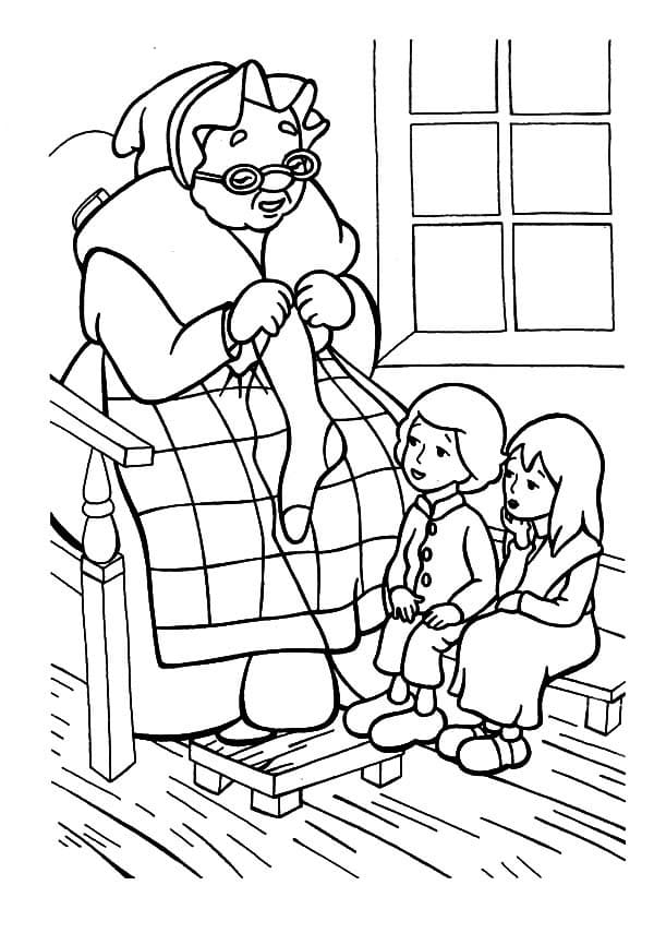 Grandma is Knitting Sock coloring page