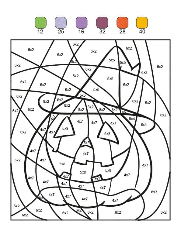 Halloween Pumpkin Color By Number Multiplication coloring page ...