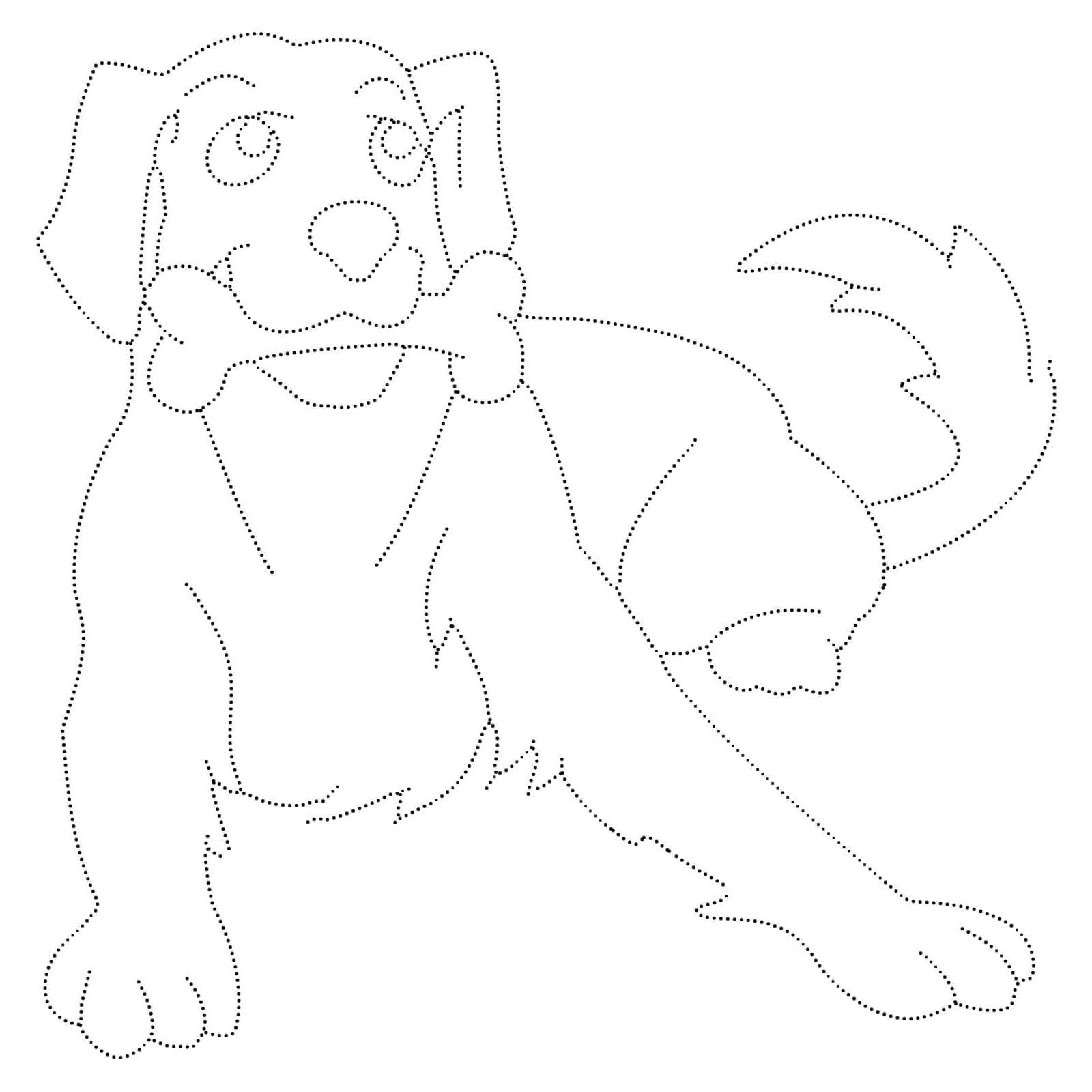 Happy Dog Tracing Worksheet coloring page