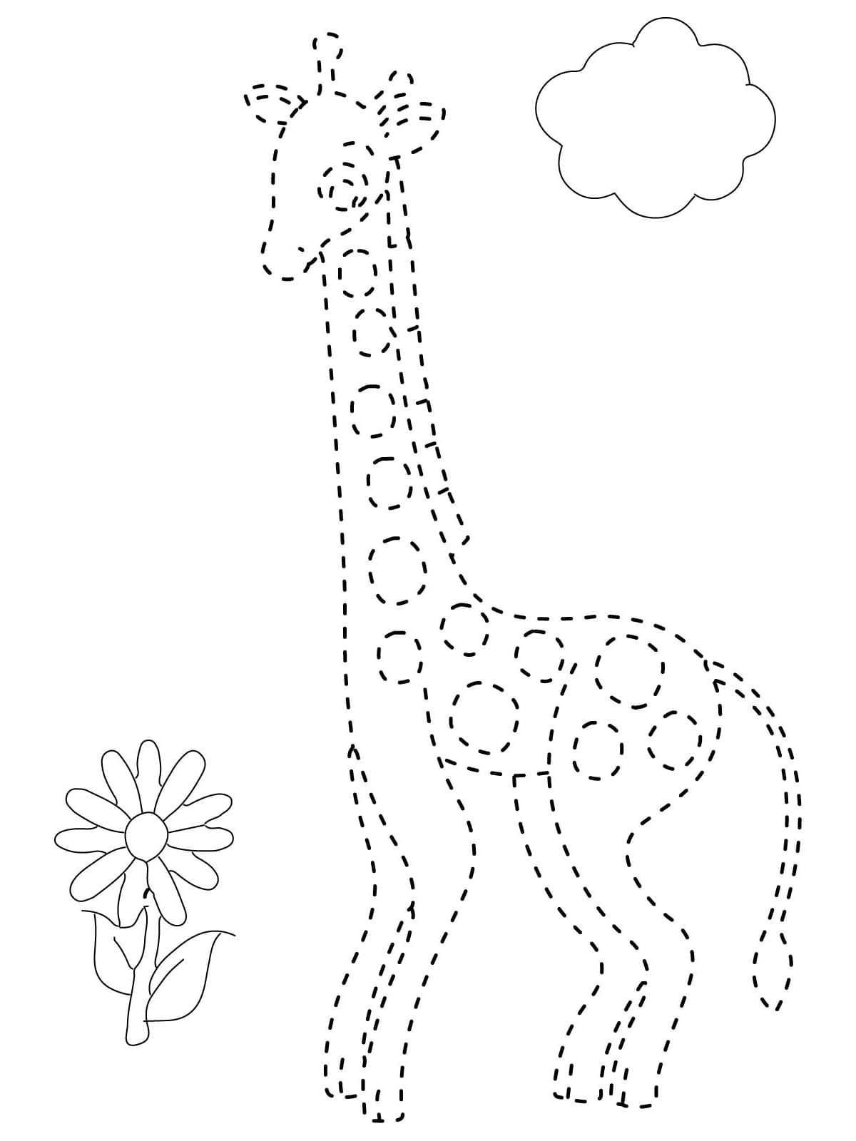 Happy Giraffe Tracing Worksheet coloring page