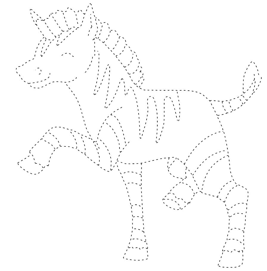 Happy Zebra Tracing Worksheet coloring page