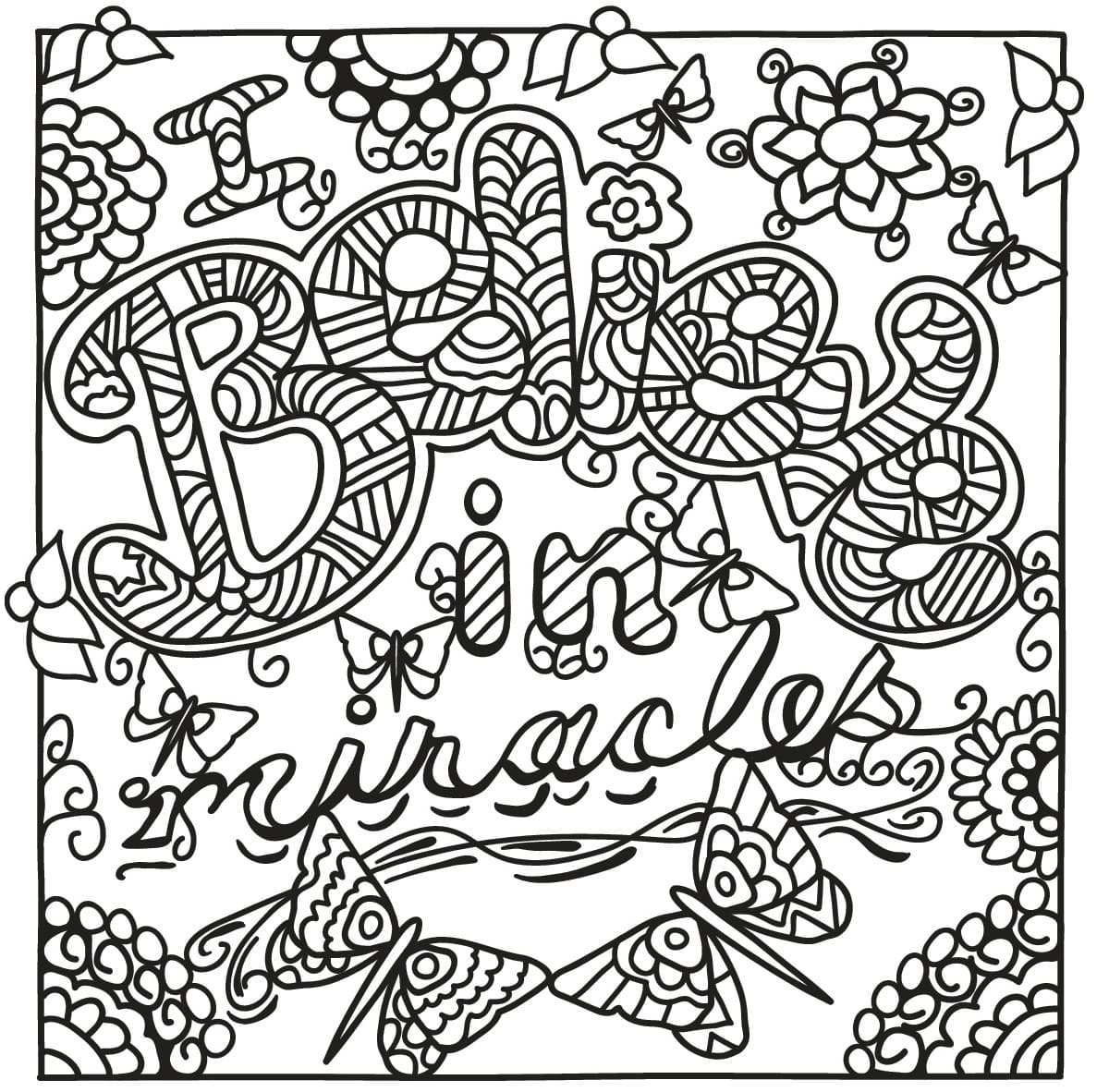 I Believe in Miracles – Think Positive coloring page