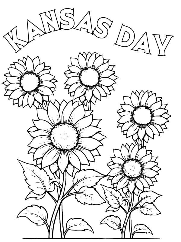 Kansas Day Flowers coloring page