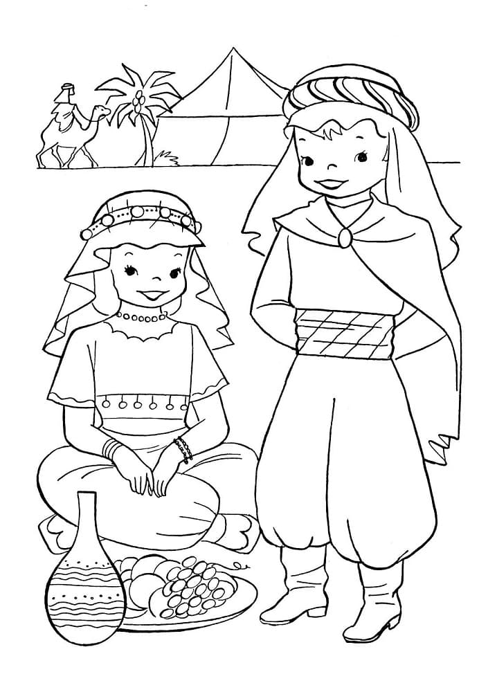 Kids from Saudi Arabia coloring page