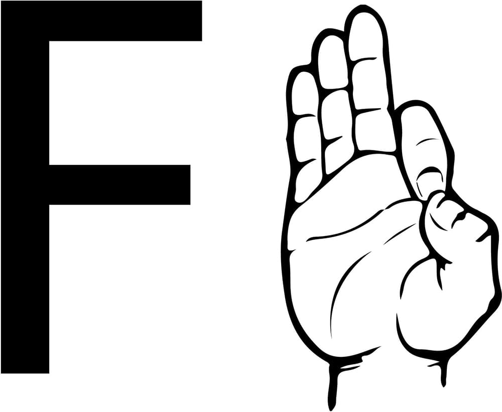 Letter F American Sign Language coloring page - Download, Print or