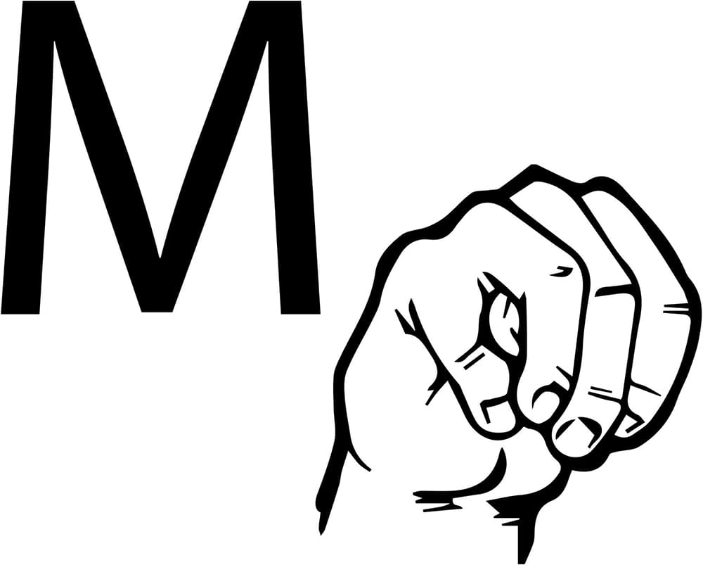 Letter M American Sign Language coloring page