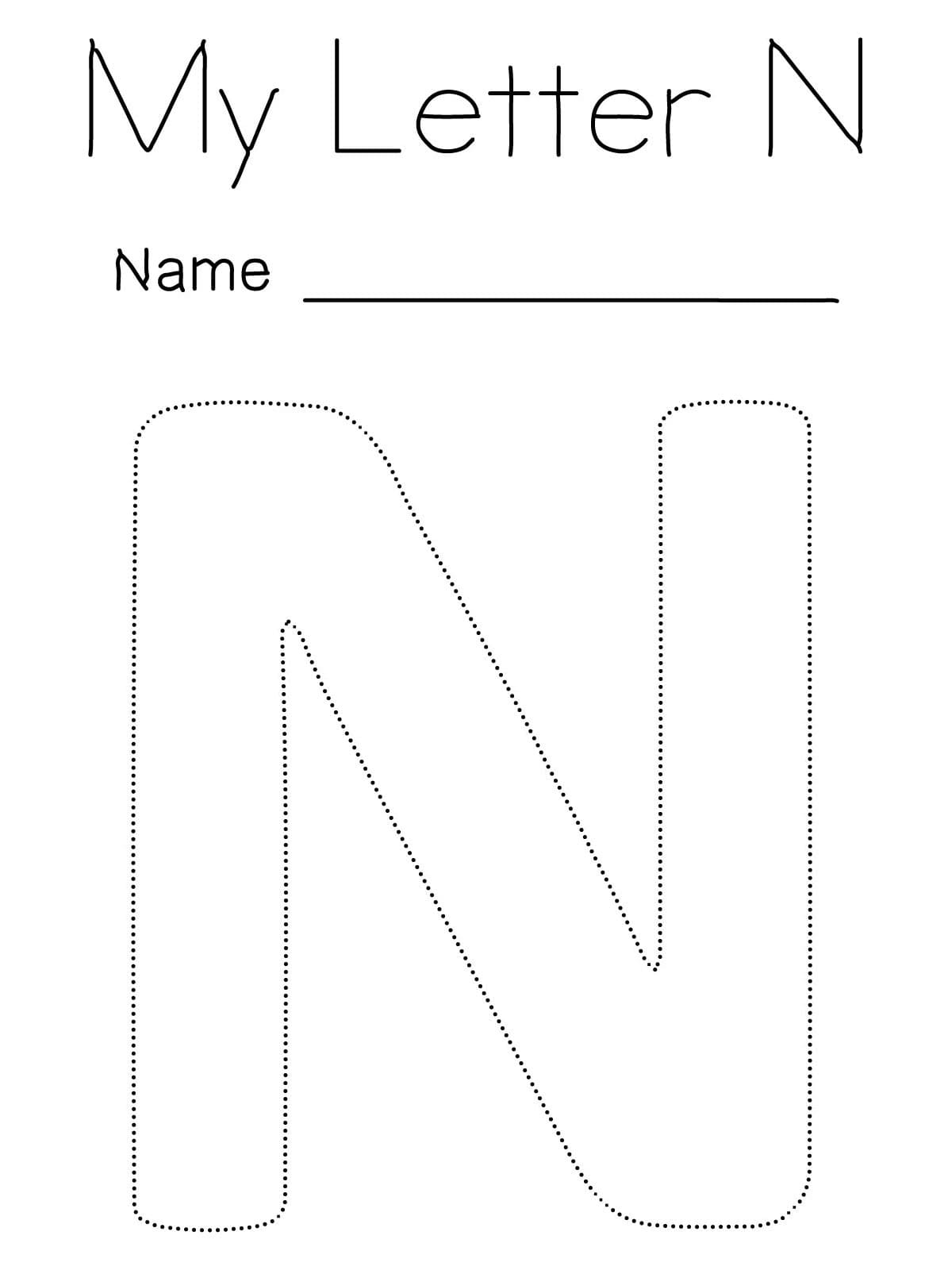 Letter N Tracing Worksheet