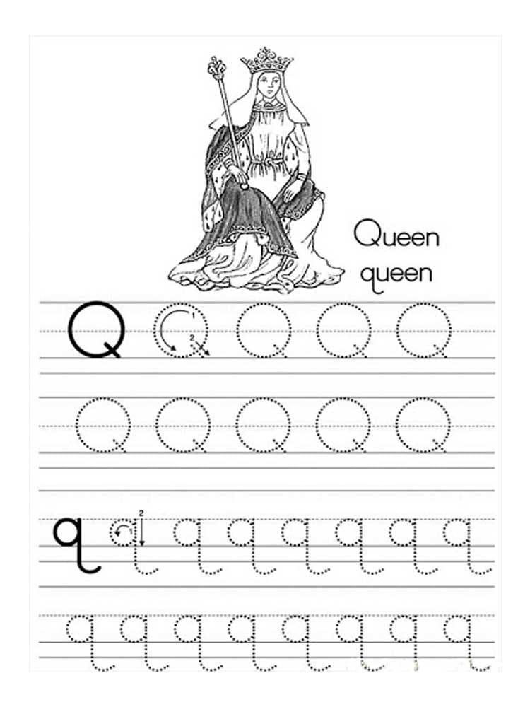 Letter Q Tracing Worksheet coloring page