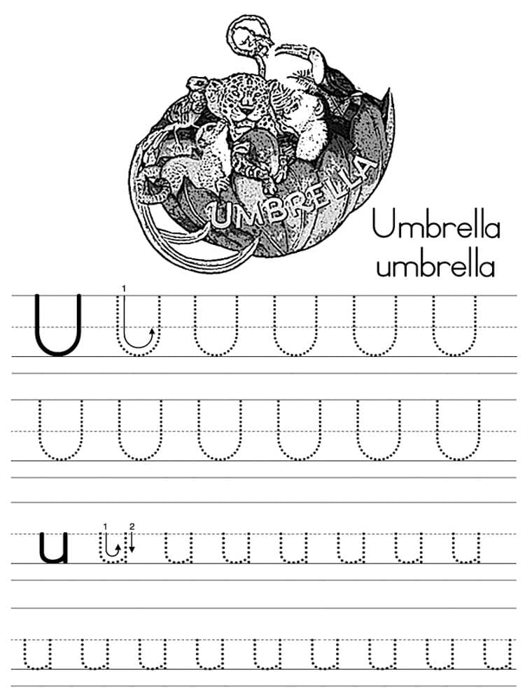 Letter U Tracing Worksheet coloring page