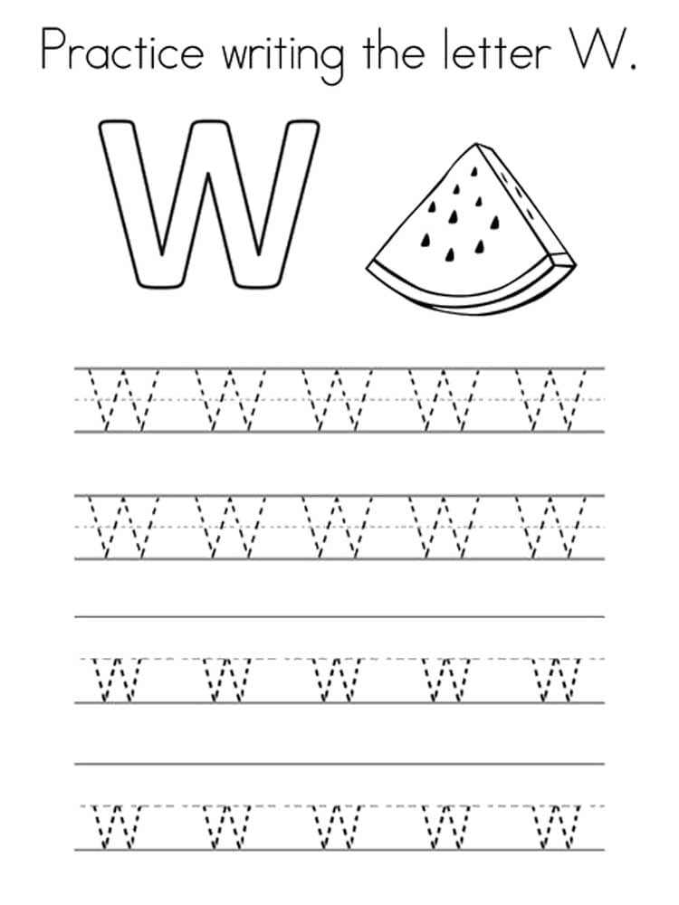 Letter W Tracing Worksheet coloring page