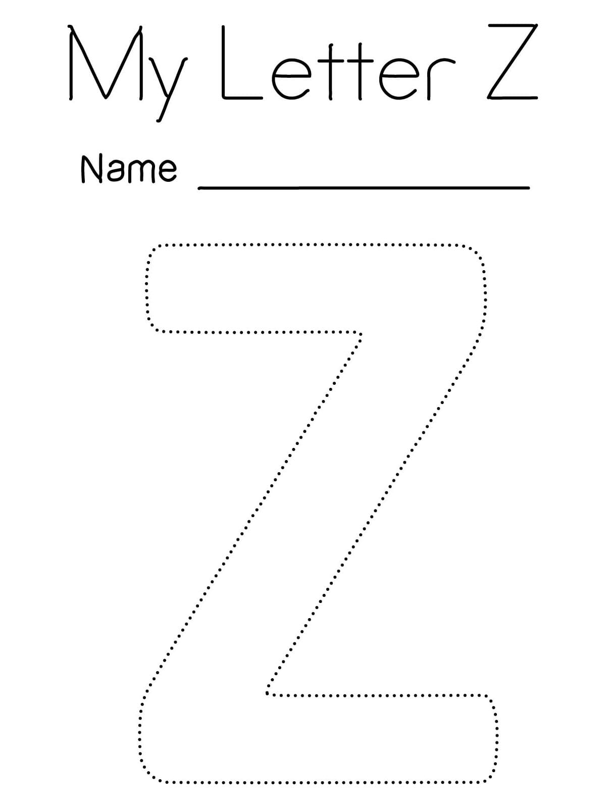 Letter Z Tracing Sheet coloring page - Download, Print or Color Online ...