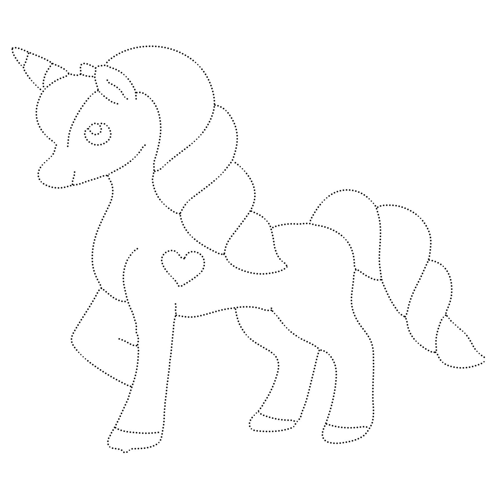 Lovely Unicorn Tracing coloring page