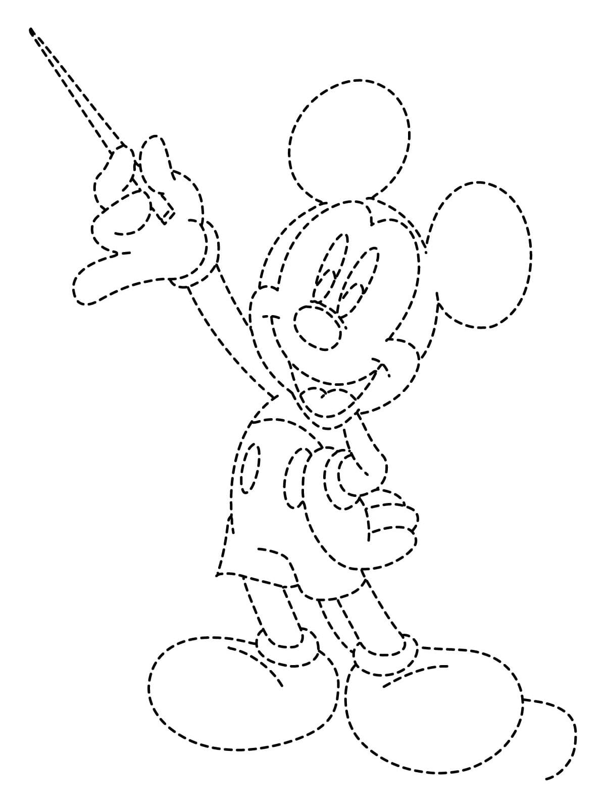 Mickey Mouse Tracing Free Printable coloring page