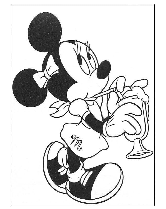 Minnie Drinks A Cocktail coloring page