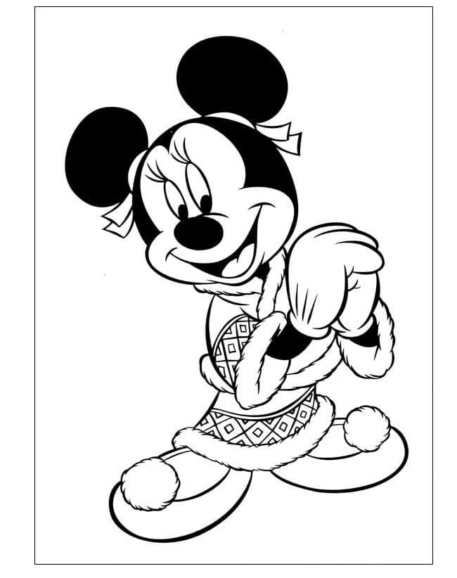 Minnie in Funny Slippers coloring page