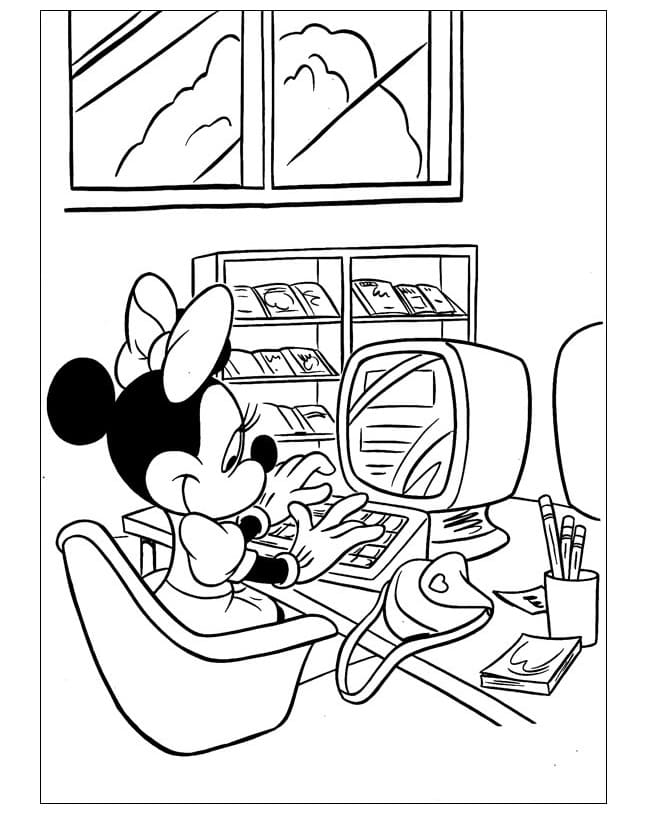 Minnie Is Working On The Computer