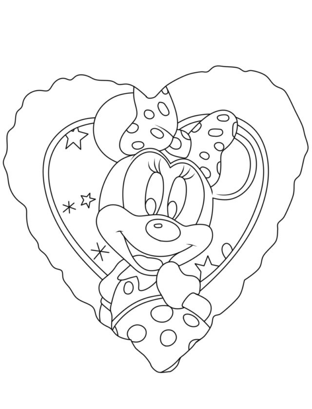 Minnie Mouse in a Heart coloring page