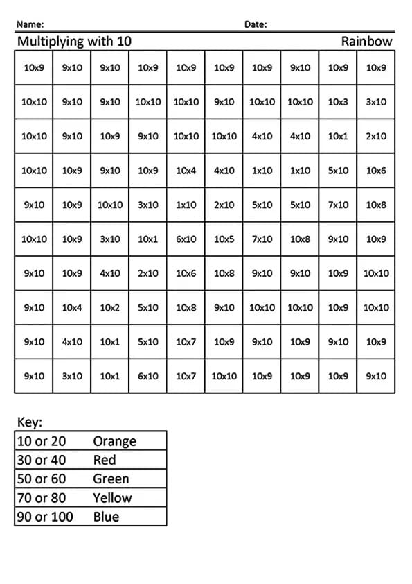 Multiplication Image coloring page