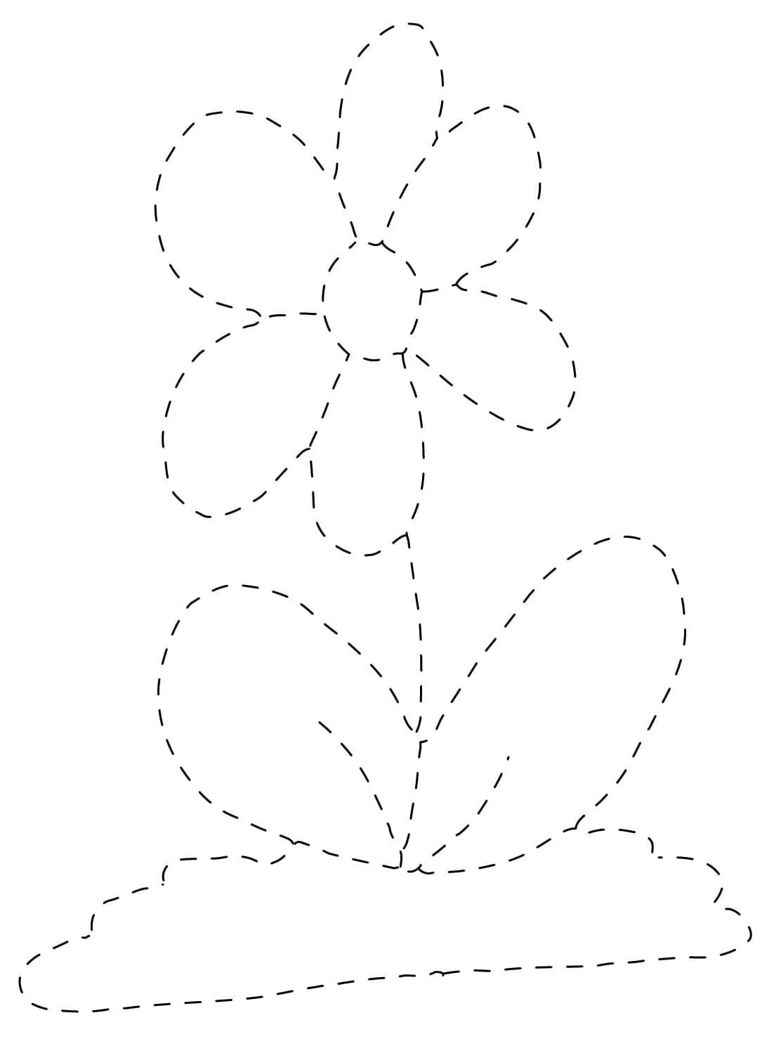 Normal Flower Tracing Worksheet coloring page