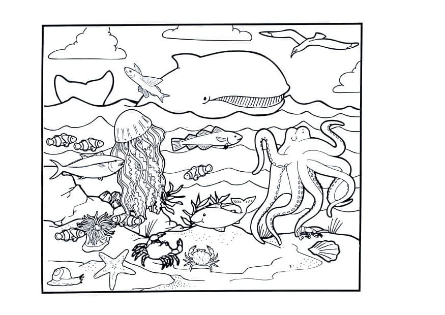 Ocean Creatures Printable For Kids coloring page