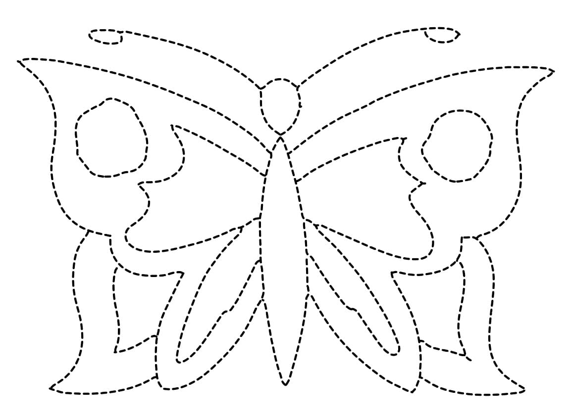 Print Butterfly Tracing Worksheet coloring page