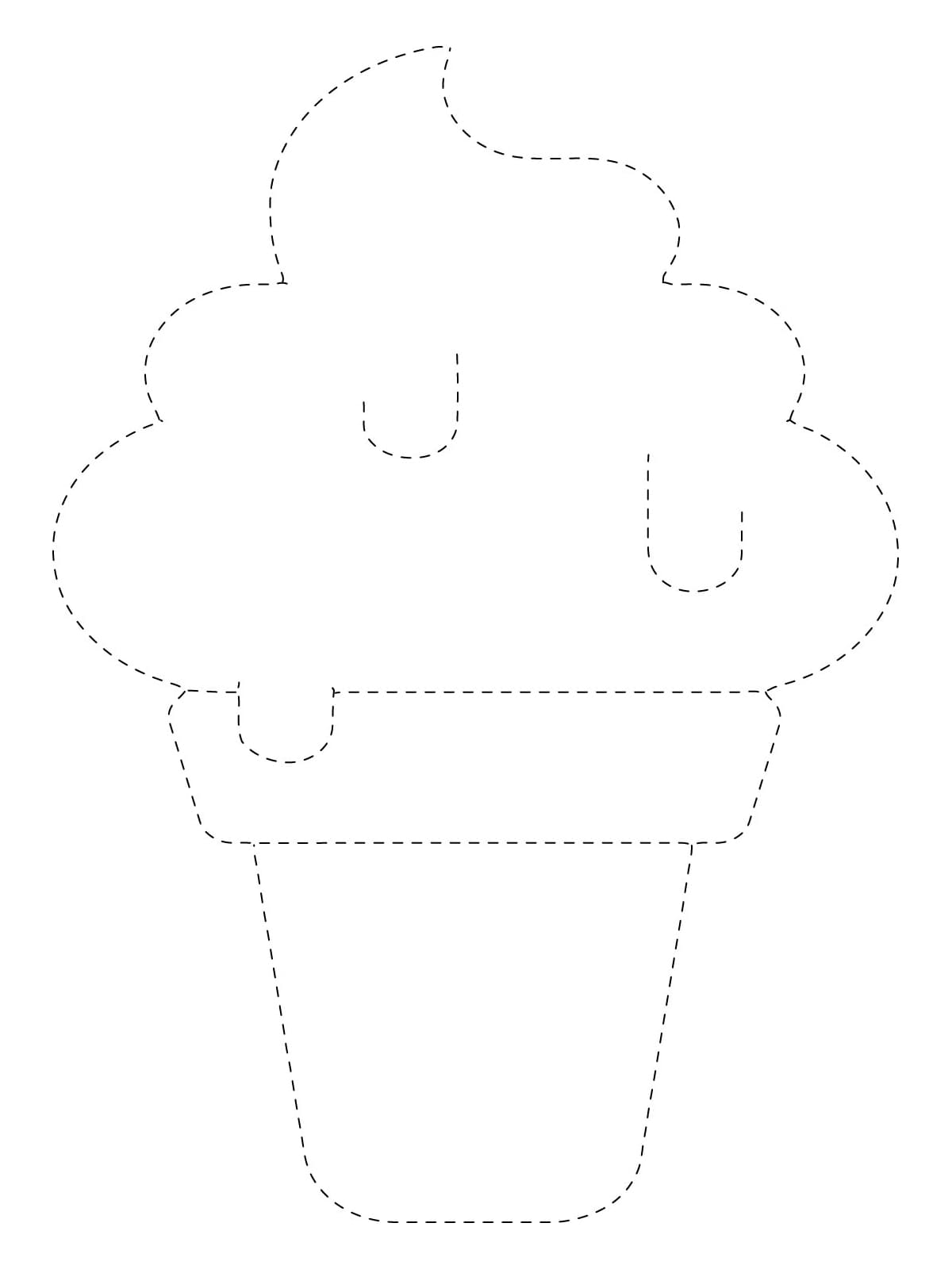 Print Ice Cream Tracing Worksheet coloring page