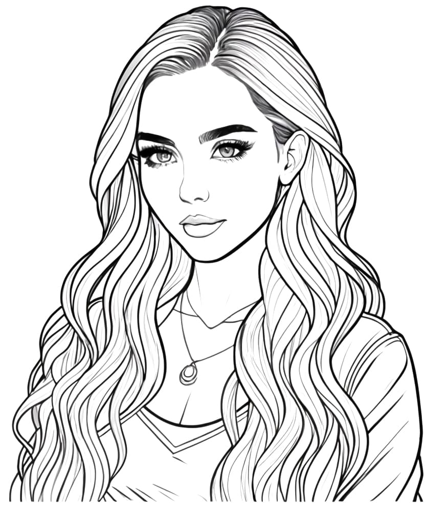Print Realistic Girl coloring page - Download, Print or Color Online ...