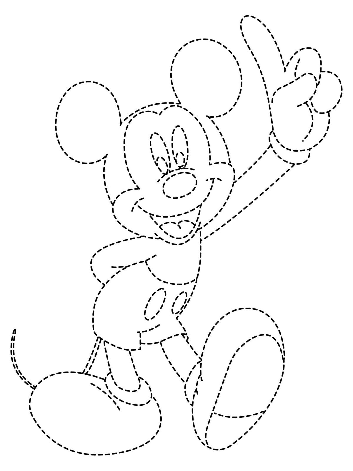 Printable Mickey Mouse Tracing coloring page