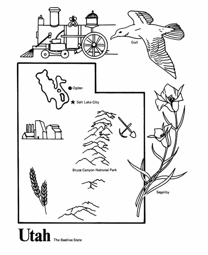 Printable State of Utah coloring page