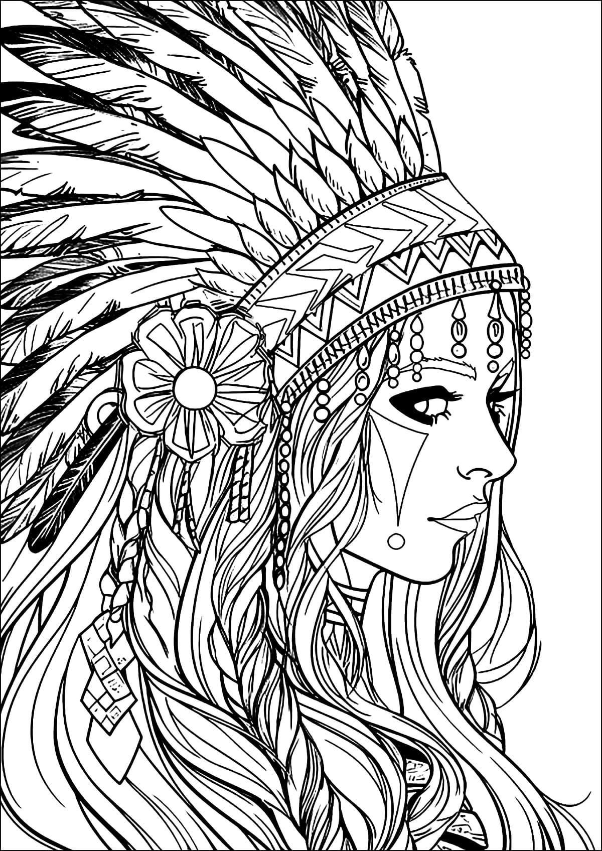 Realistic Indian Girl coloring page