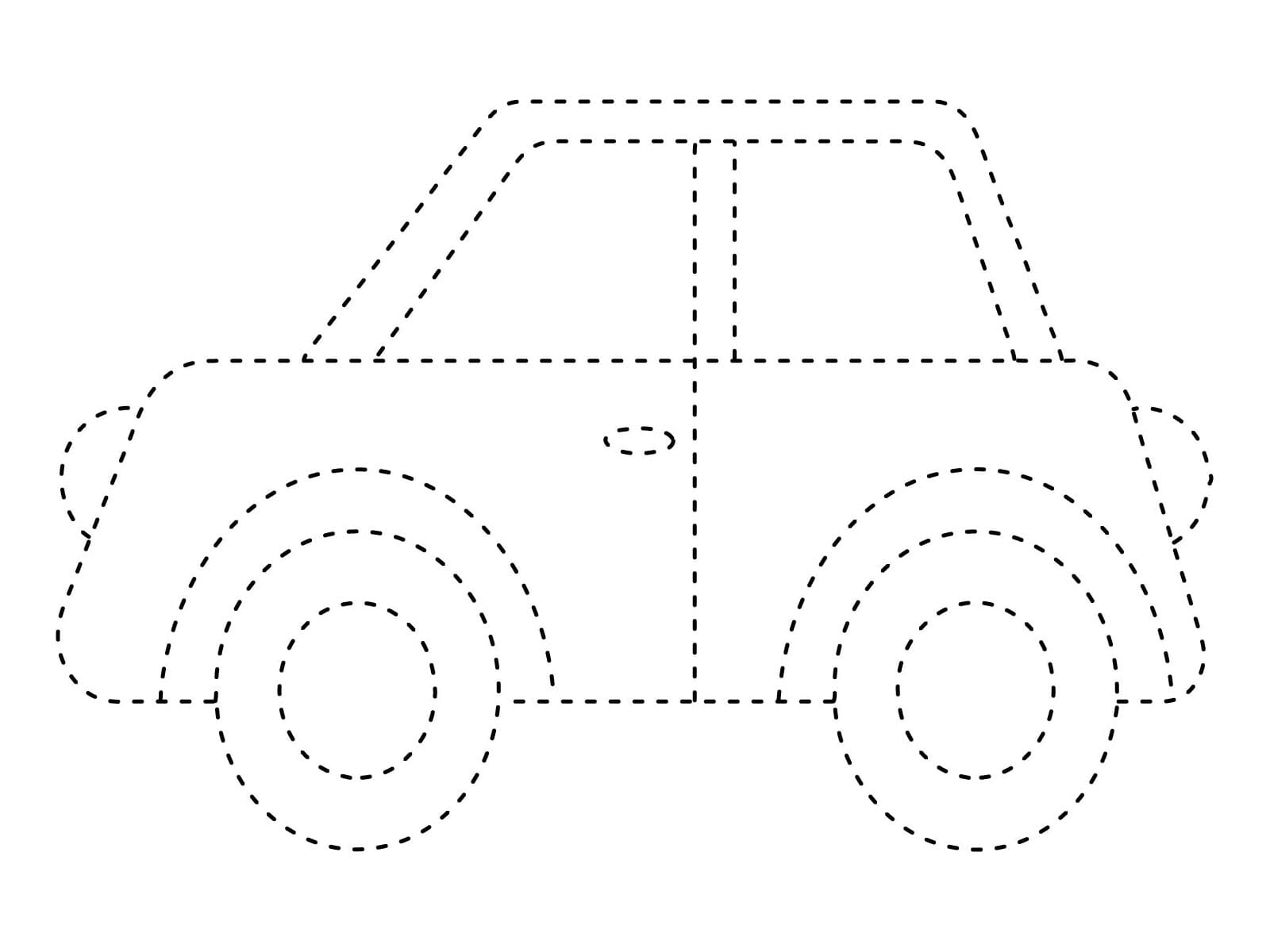 Simple Car Tracing Worksheet coloring page