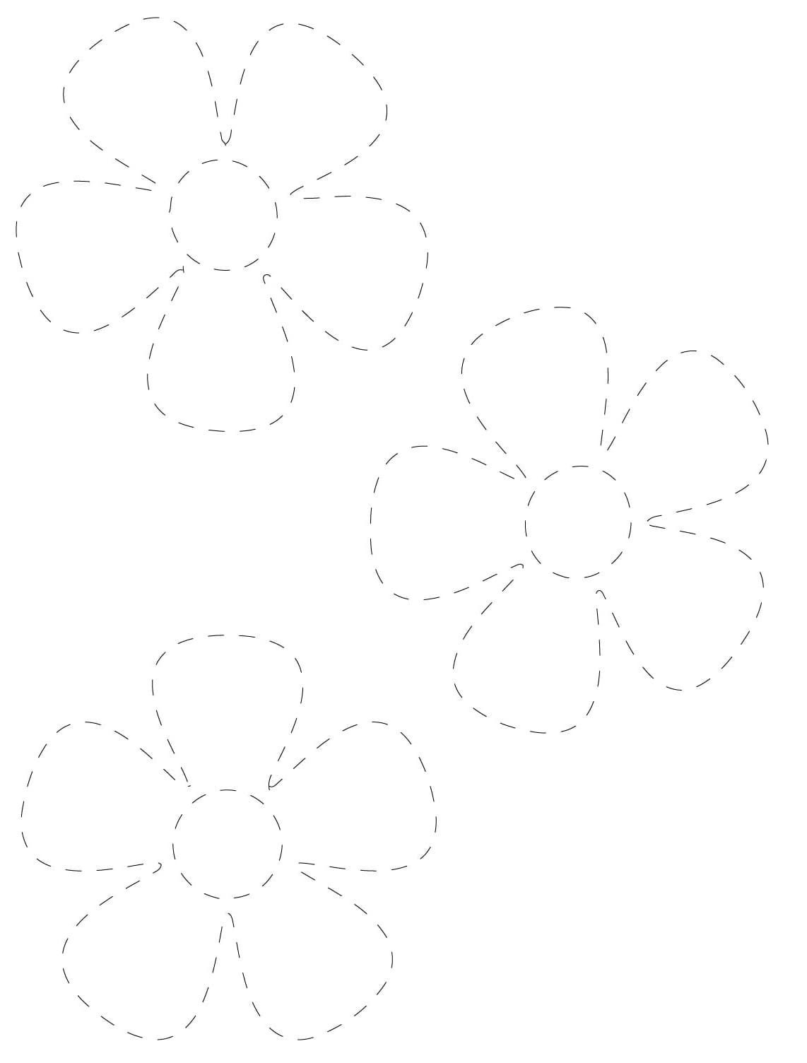 Simple Flowers Tracing Worksheet coloring page