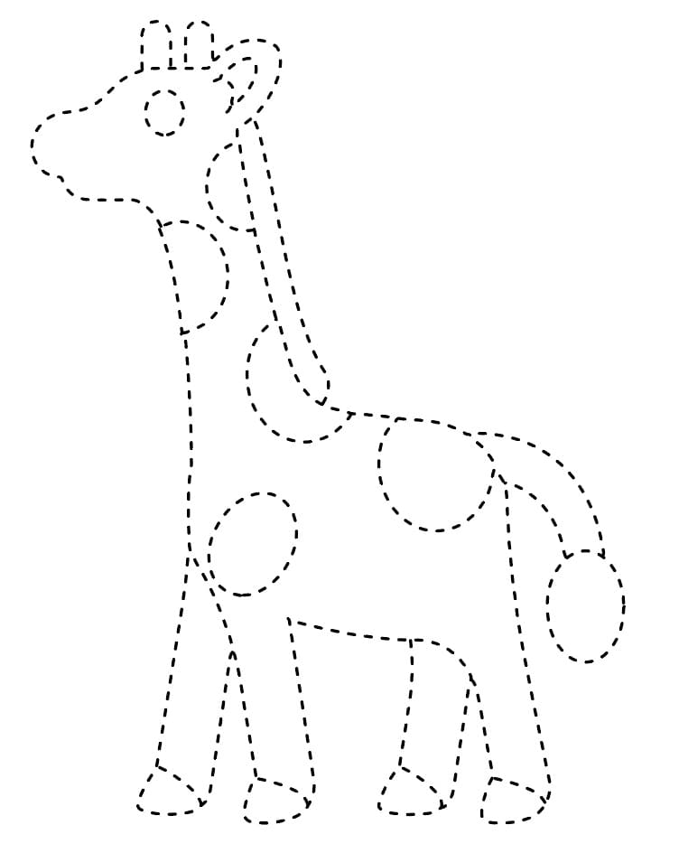 Simple Giraffe Tracing Worksheet coloring page