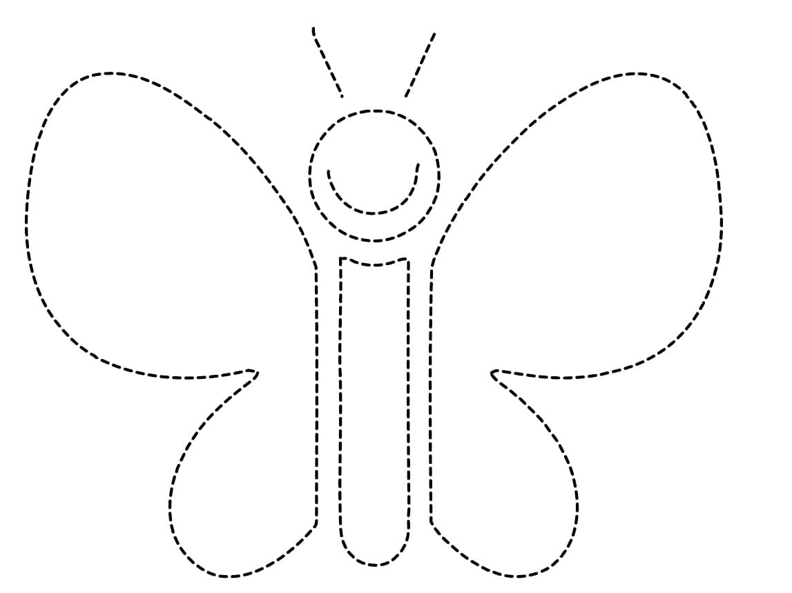 Smiling Butterfly Tracing Worksheet coloring page