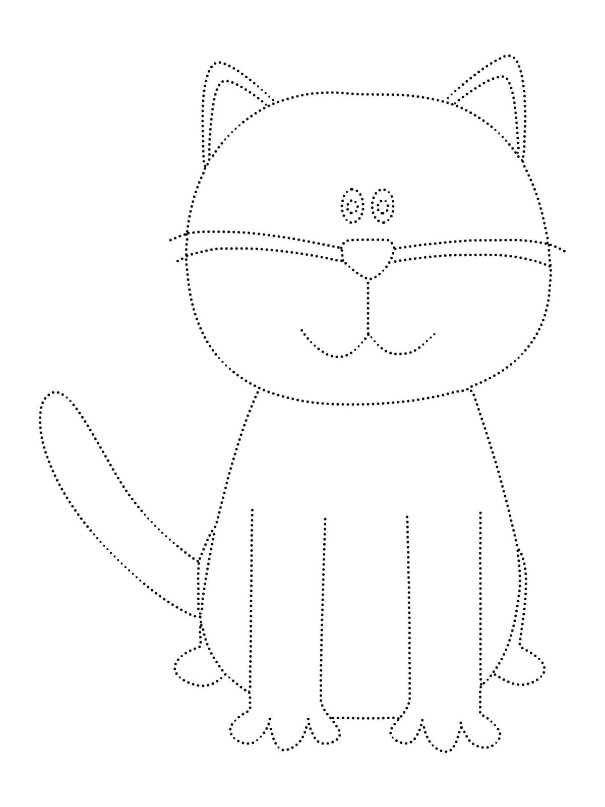 Smiling Cat Tracing Worksheet coloring page