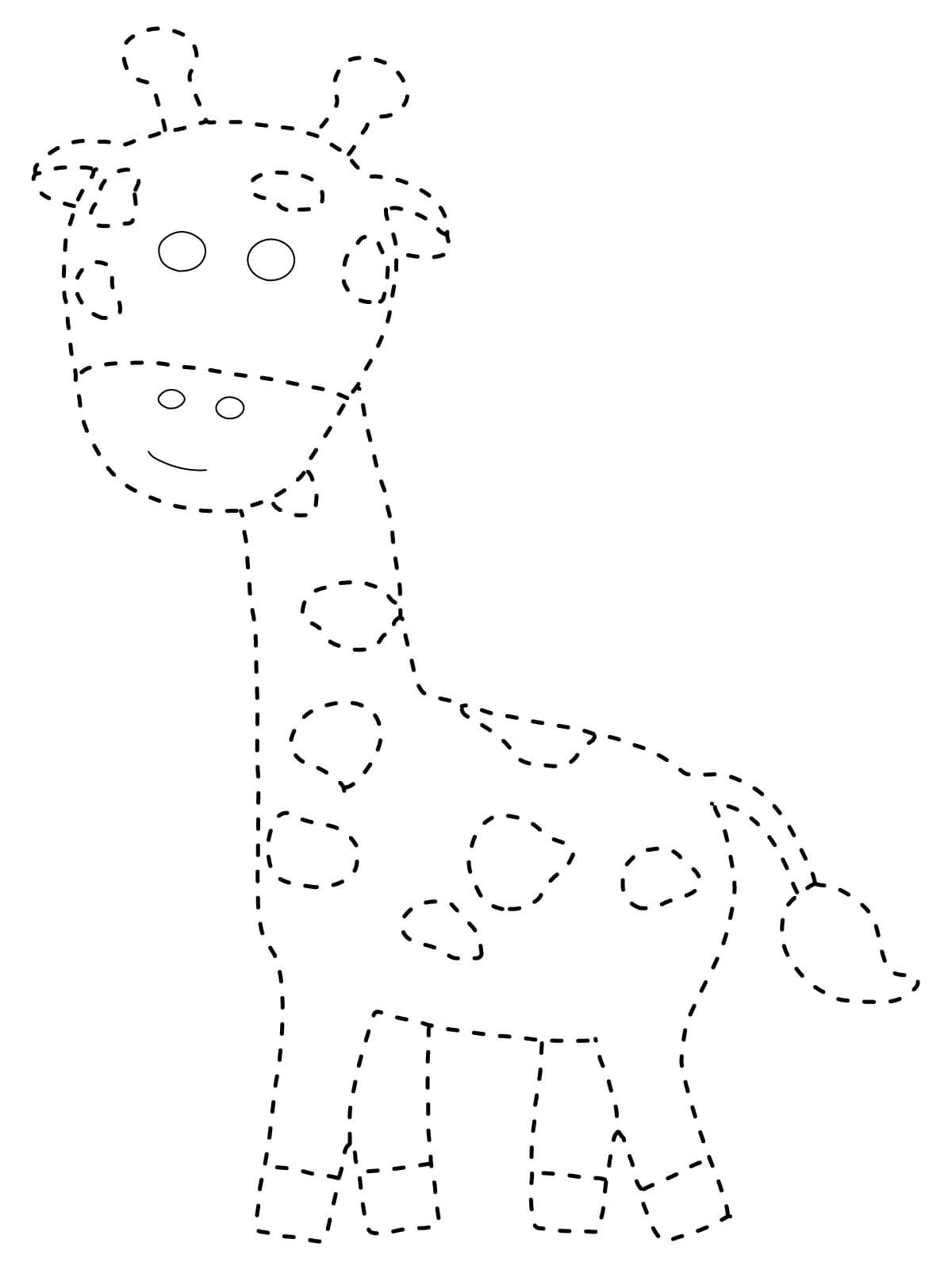 Smiling Giraffe Tracing Worksheet