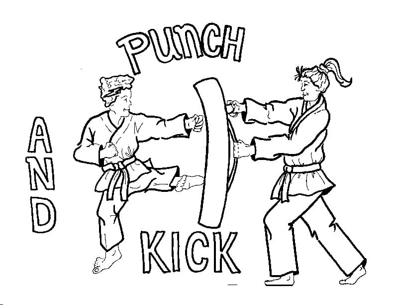 Taekwondo Punch and Kick coloring page