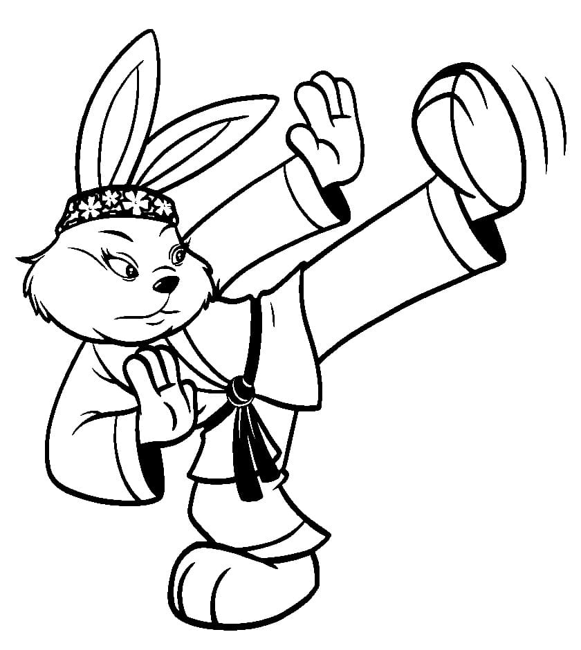 Taekwondo Rabbit coloring page