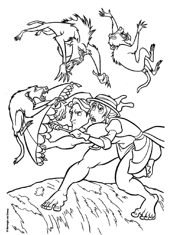 Tarzan and Jane Are Fighting coloring page