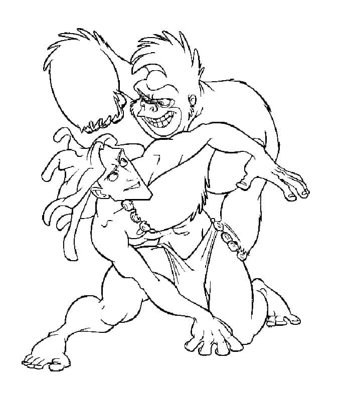 Tarzan and Terk coloring page